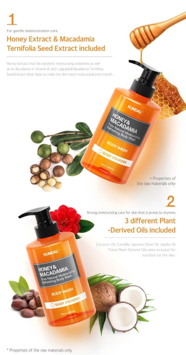 KUNDAL - Honey & Macadamia Pure Natural Moisturizing Refreshing Body Wash 500ml